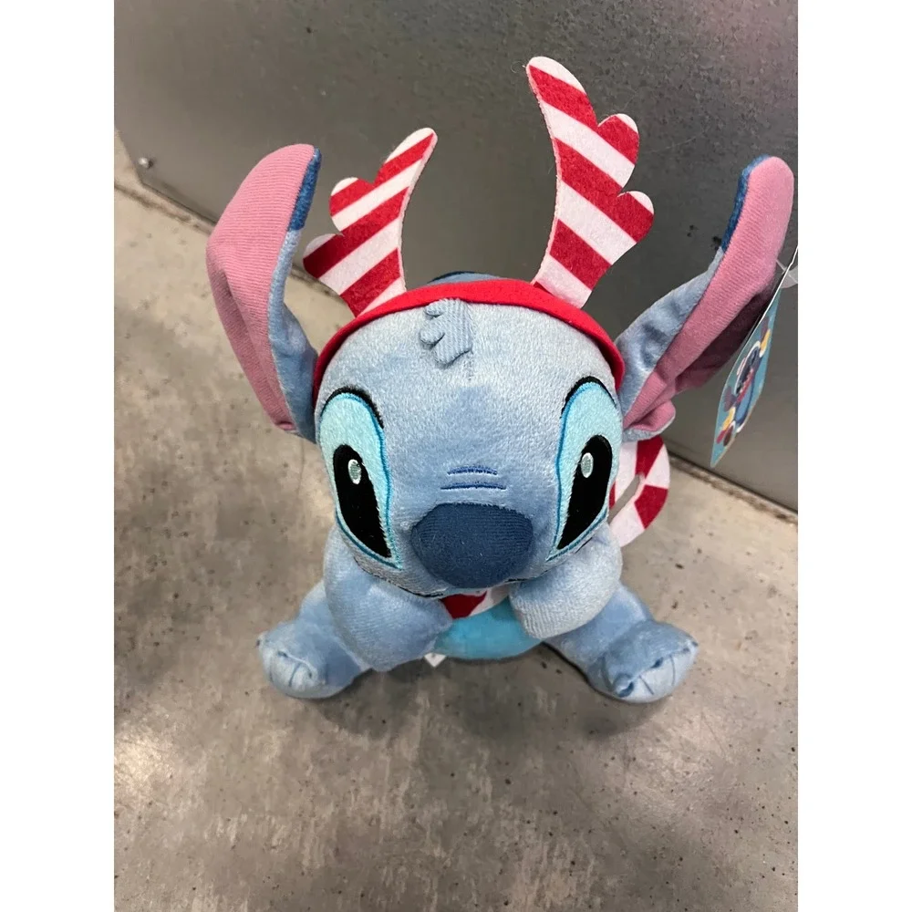 Disney Holiday Stitch Plush with Candy Cane Antlers